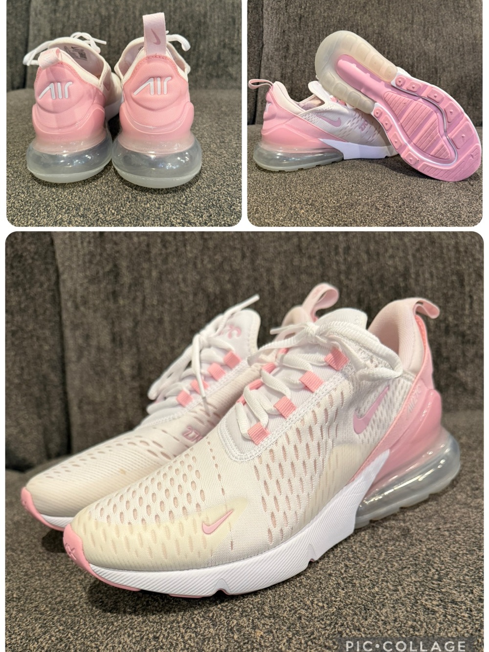 Nike  Pink and White Air Max 270 Sneakers